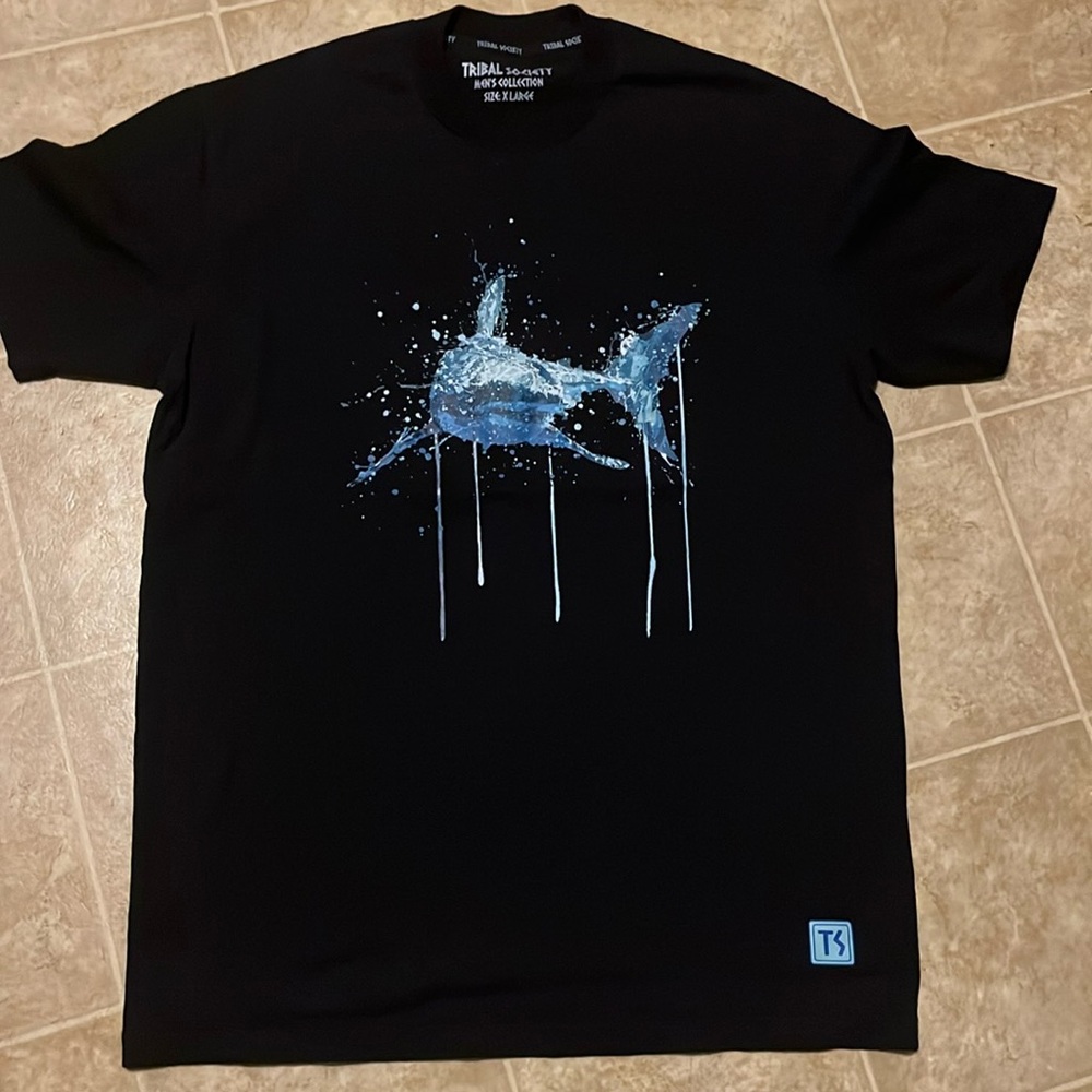 Tribal society men’s collection Graphic print shark t shirt